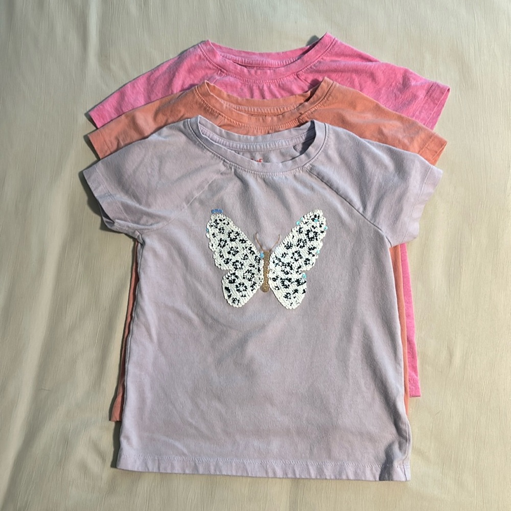Three Cat & Jack Girls Short Sleeve Sequin Tees Size Small (6-6x)
